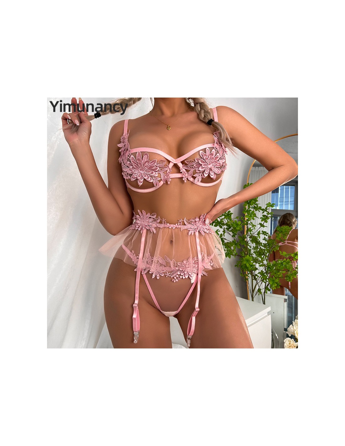 Yimunancy Lace Flower Bra Set With Floral Embroidery For Women Transparent  Khaki Panty 230825 From Kang01, $9.5