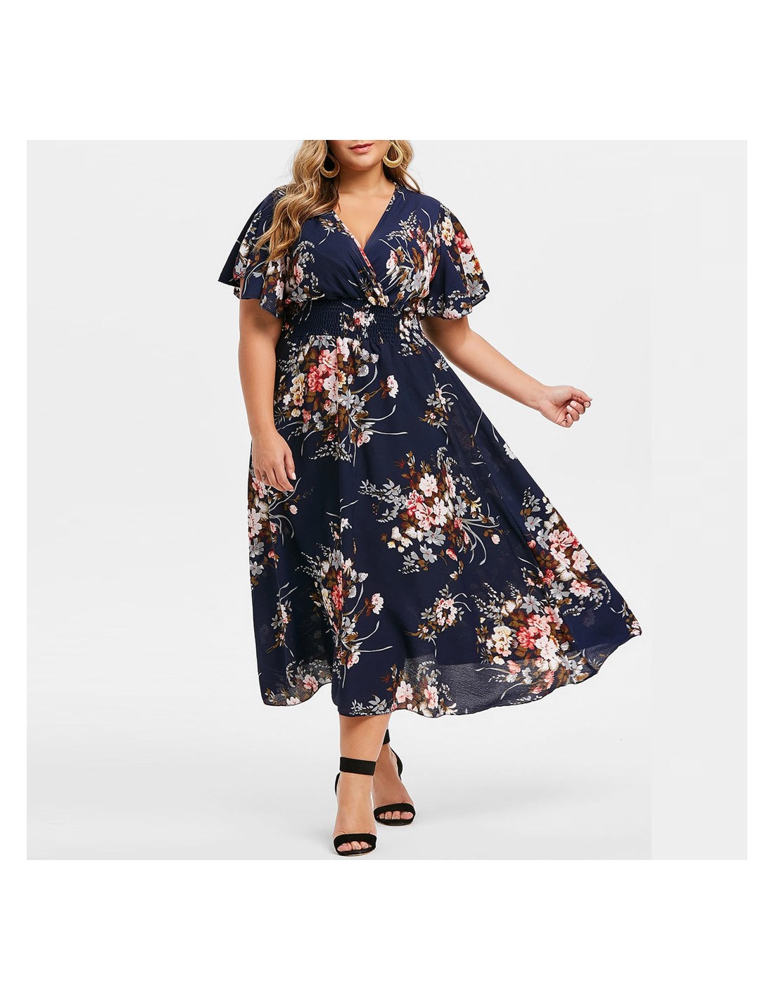 midi dress with flowy sleeves Baltic Born Womens Laurel Midi Dress | Olive Floral