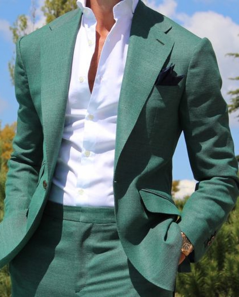 Latest Coat Pant Designs Green Men Suit Slim Fit Tuxedo 2 Piece ...