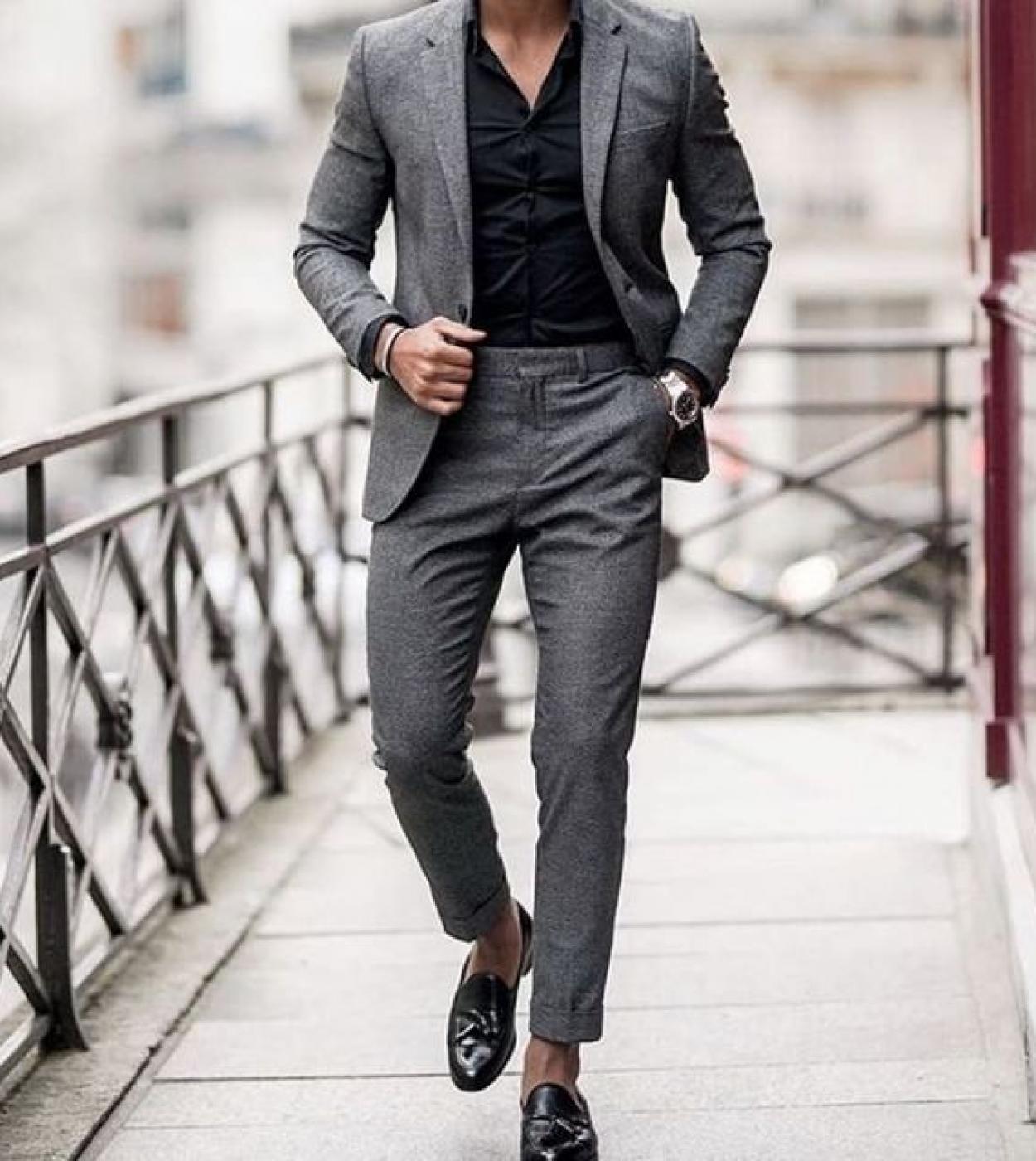 SUITS FOR MEN Men Wedding suits Blue 2 Piece Slim Fit Suits Elegant Fo–  SAINLY
