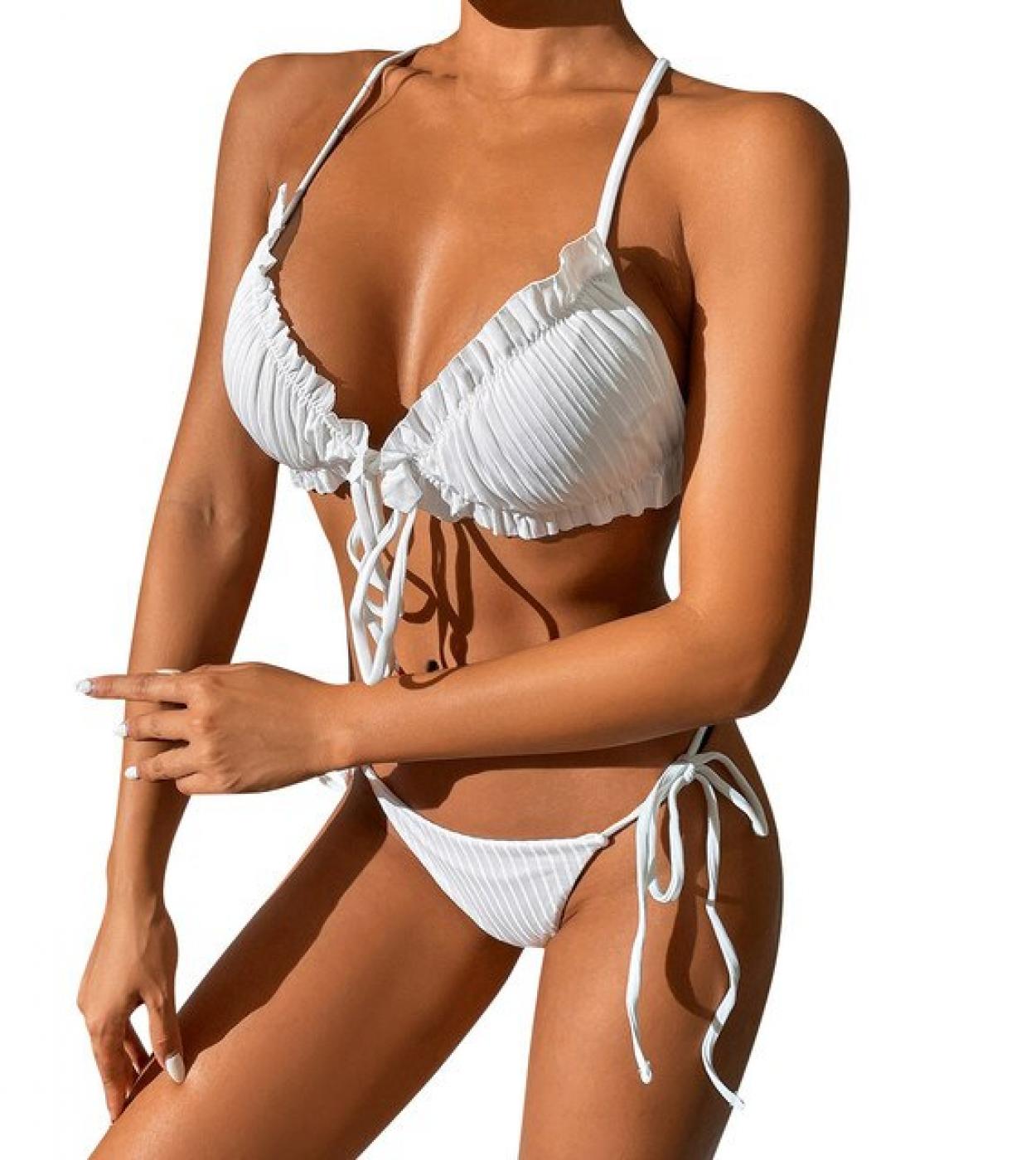 Tanga brasileña Bikini Mujer traje de baño mujeres vendaje sólido traje de  baño Micro Bikini conjunto verano traje de baño Bikin