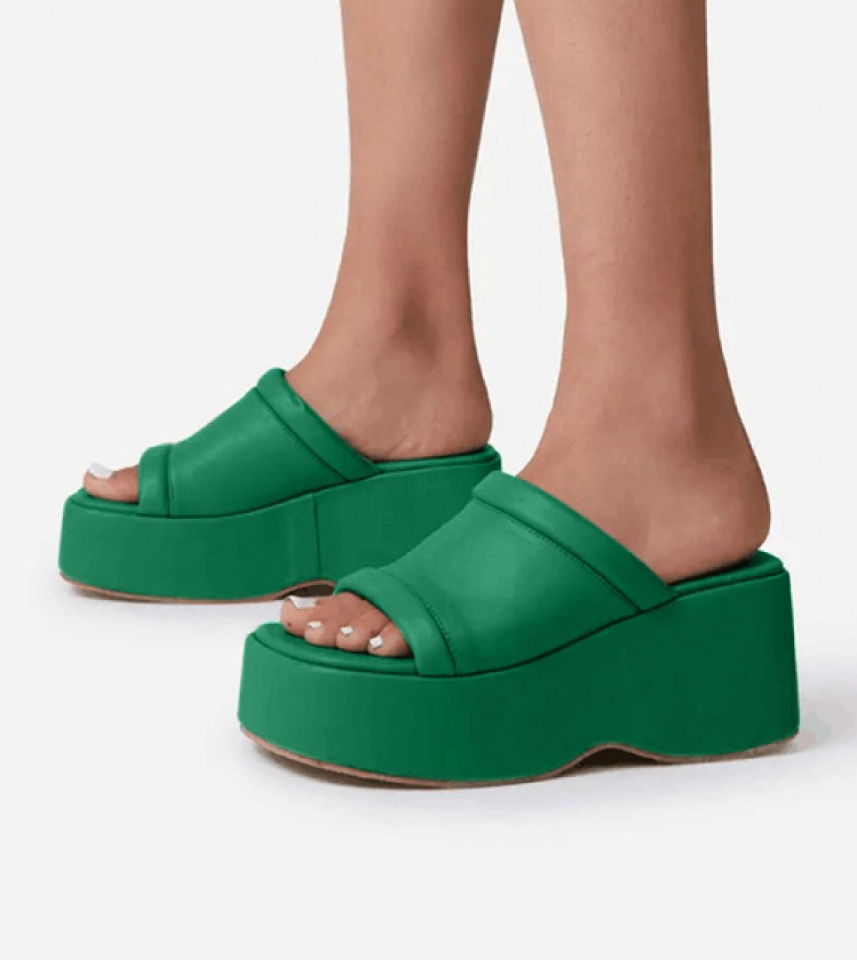 Chinelo De Plataforma Inferior Grosso Feminino Com Alça E Dedo Do Pé Aberto