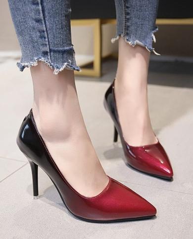 Womens Stiletto Heels 2022 Spring Gradient Color Plus Size Luxury Designer Heels Party Shoes Woman Dress Shoes Free Shi