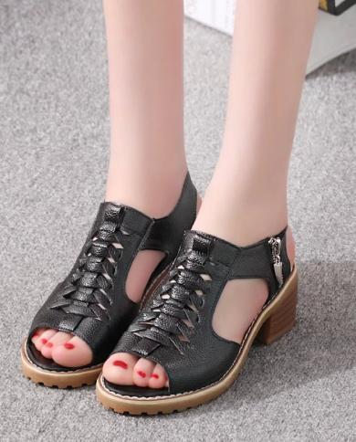 2022 Summer New Fashion Chunky Heels Womens Sandals Casual Non Slip Platform Beach Shoes Comfortable Elegant Peep Toe S