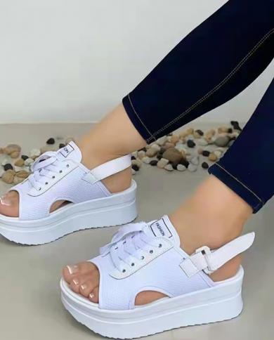 2022 Summer New Fashion Peep Toe Flat Shoes For Women Casual Platform Sandals Comfortable Designer Rubber Sole Beach Sli