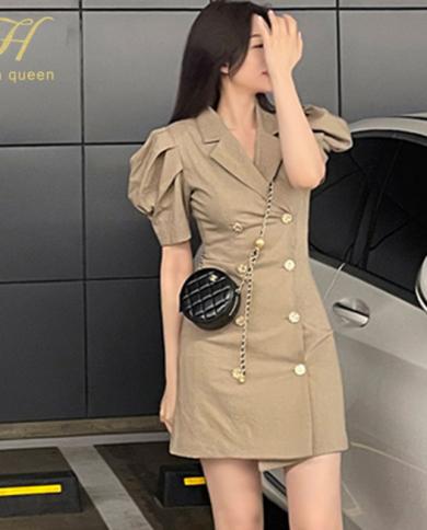 H Han Queen, novedad de verano, vestido de tubo con doble botonadura, ropa de oficina para mujer, vestidos ceñidos al cuerpo, Ve