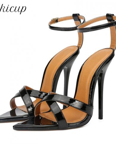Tikicup 13cm Extremely High Heel Women Ankle Strap Sandals Summer  Open Toe Cross Dresser Gay Drag Queen Uni Shoeshigh H