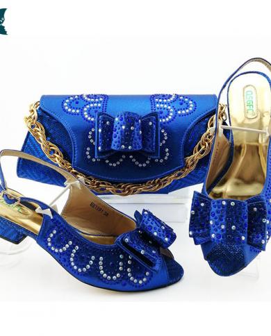 Latest Women Shoes And Bag Set In Italy Royal Blue Color Ladies Shoe And Bag Set For African Party Italian Design Ladies
