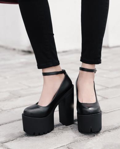 2022 New Fashion Woman Platform Shoes  Thick Heels Platform Pumps Black Lolita Shoes Heels Trendyol Womens Pumps Shoes