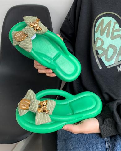 קיץ נשים נעלי בית חמוד קליפ אצבע כפכפי אצבע נעלי פלטפורמה נשית אופנה חיצונית אופנה סנדלי חוף גברת קזואל שטוח sl