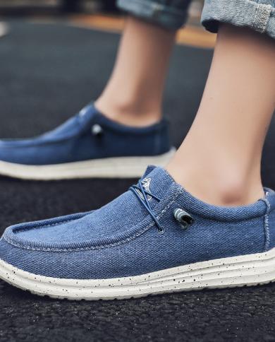 Men Denim Canvas Casual Shoes Luxury Loafers Fashion Vulcanize Shoes Breathable Mens Shoes Sneakers Slip On Moccasin Laz