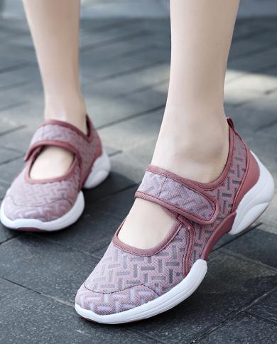Women Plus Size Breathable Casual Shoes Female Mesh Lightweight  Non Slip Flat Mom Shoes Fashion Sport Outdoor Walking S