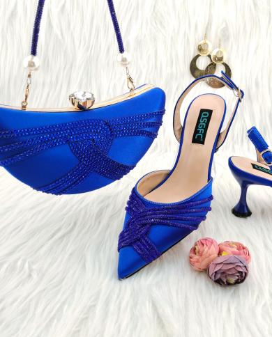 Qsgfcs New Rblue Flash Diamond Delicate High Heeled Shoes Are Comfortable To Wear Every Day Party Ladies Shoes And Bag