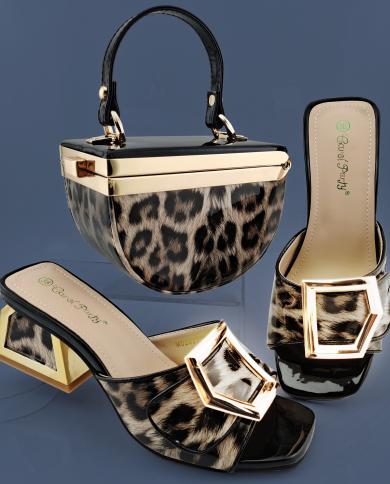Qsgfc Italian Design Leopard Spots Pattern Shoes Women And Bag Matching Set Patent Leather For Party Fashion Comfortable
