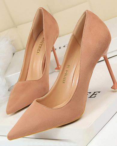 Bigtree Shoes Fashion Woman Pumps Suede High Heels Shoes Women Office Shoes Stiletto Ladies Shoes Pointed Toe Women Heel