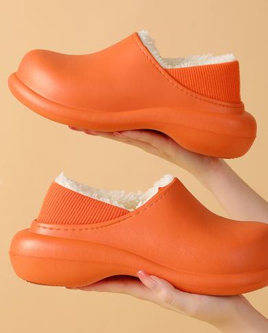 Comemore 2022 Women Men Winter Warm Slippers Waterproof Designer Leather Slides Footwear House Female Sandals Outdoor Fl