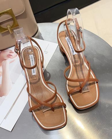 Comemore  New Summer Women Peeptoe Sandals High Heels Ladies Female Flip Flops  Sandals For Womens Shoes On Heels 2022 