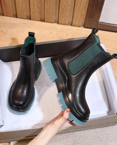 Comemore Leather Pipe Boots Children Autumn New Thick Soled Middle Tube Short Inner Height Womens Shoes Small Size 32 3