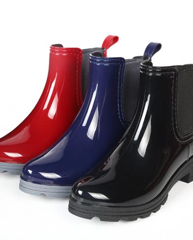 Comemore Galoshes Rubber Shoes Fashion Rain Boots Ladies Chelsea Waterproof Pvc Womens Boot Pipe  Woman Martins Rainboo