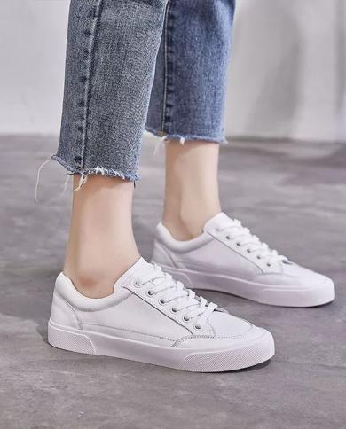 Comemore Sneakers Women Platform Flats Shoes Casual Vulcanize Shoes Leather Walking Sport White Running Shoes For Woman 