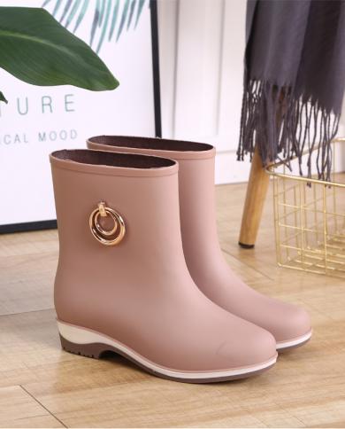 Comemore Galoshes Short Women Rubber Boots Ankle Rain Boots Fall Autumn Spring Waterproof Woman Shoes Matte Fashion Wate