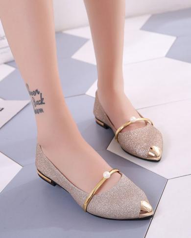 Comemore Shiny Women Flats  Spring Summer Flat Shoes Woman Elegant Fashion Slip On Female Footwear Wedding Bride Sandals