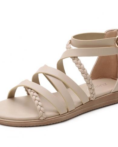 Comemore Womens Bohemian Sandals Summer Plus Size 42 Comfortable Women Flat Shoes 2022 Trend Summer Braided Roman Sanda