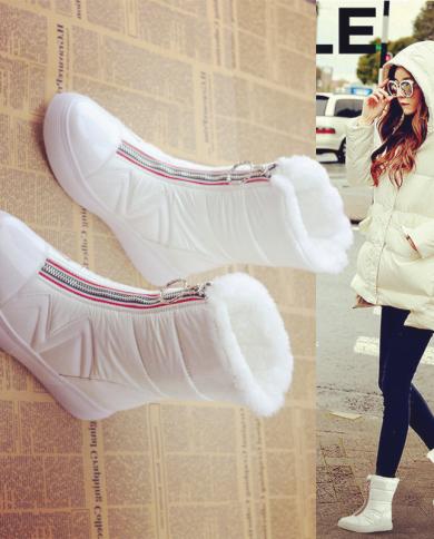 Comemore 2022 Female Winter New Platform Snow Boots Pipe Womens Thick Cotton Shoes Short Thick Bottom Plush Warm Footwe