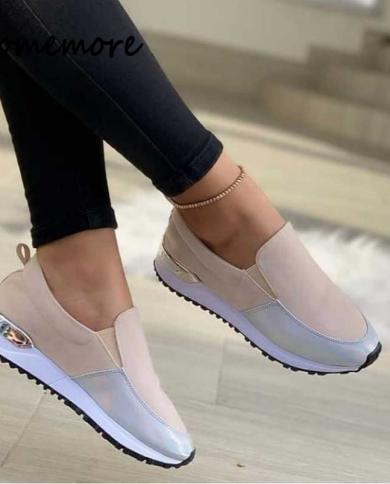 Comemore Women Sneakers Slip On Flat Casual Platform Sport Womens Leather Shoes 2023 Loafers Runing Ladies Vulcanized S