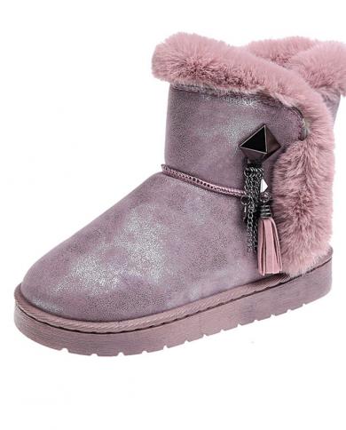 Comemore New Warm Women Furry Boots Plush Shiny Suede Platform Girls Fur Ankle Short Snow Boot Woman Winter 2022 Women