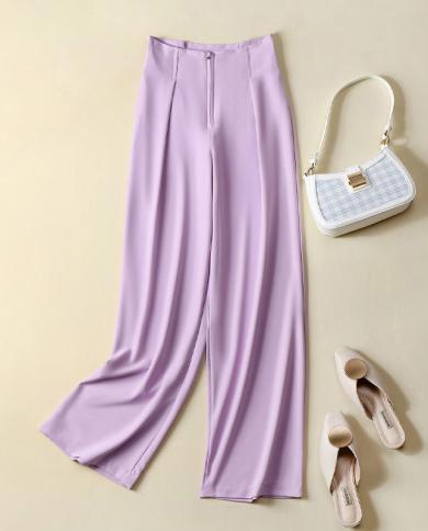 2022 Spring Summer New  Fashion Women Zipper Design High Waist Loose Length Pants All Matched Casual Wide Leg Pants C540