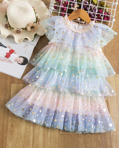 Baby Girl Summer Princess Dress Mesh Chiffon Cake Layers Tutu Outfit Birthday Party Dresses Children Clothing Casual Wea