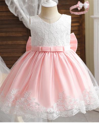 Toddler Baby Girl First 1st Birthday Tutu Dress Bowknot Newborn Infant Party Wear Christening Gown Clothing Baby Girls C