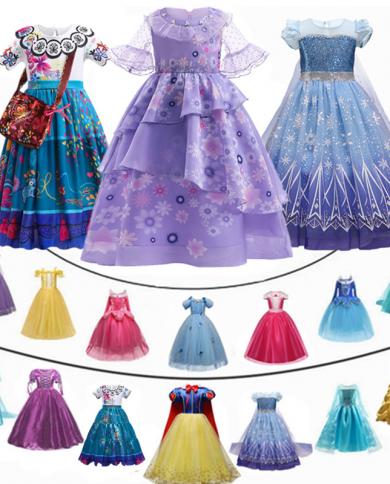 Fancy Girl Princess Dresses Encanto Mirabel Cosplay Traje Christmas Halloween Princess Dress Up Crianças Disfraz Party