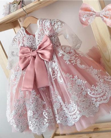 12m Baby Girl 1 Year Birthday Dress Newborn Christening Gown Infant Girls Dress Toddler Baptism Dresses Little Baby Vest
