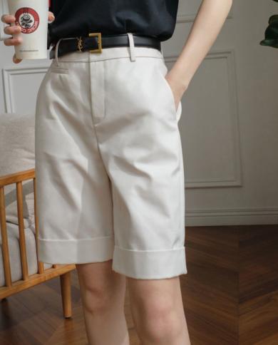  Summer New  Fashion Women High Waist Loose Knee Length Pants All Matched Casual Solid Straight Pants  V579pants  Capri