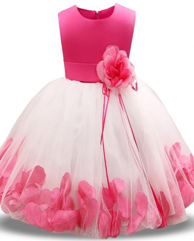  Girls Rose Petal Hem Cute Princess Floral Dress Kids Christmas Dresses For Girl Wedding Birthday Vestidos Party Dress 4