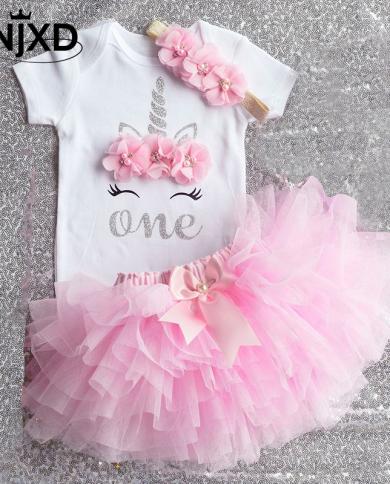 Summer One Year Baby Girl Dress Unicorn Party Girls Tutu Dress Toddler Kids Clothes Baby 1st Birthday Outfits Infantil V