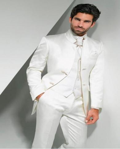 2022 جديد وصول العريس البدلات الرسمية الماندرين التلبيب بدلة رجالي الأبيض groommanbest رجل الزفاف الدعاوى جاكيتات pantstieve