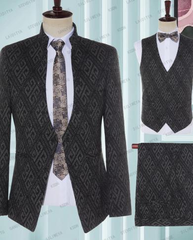 2023 Dark Grey Luxury Fashion Plaid Latest Coat Pant Masculino Slim Fit Plaid Tuxedo Party Suits Wedding Suits For Men 3