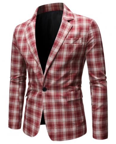 Mens Spring And Autumn New 8 Optional Casual Slim Plaid Suit Long Sleeved Jacket 1 Single Breasted Suit Collar Special 