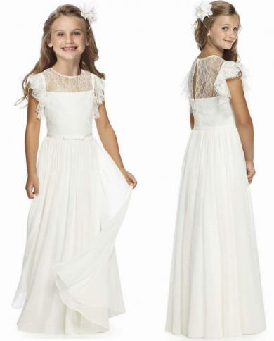 5 14t ילדים בנות שמלת חתונה אלגנטית שיפון ילדה נוער שושבינה נסיכה שמלה ארוכה ילדה גדולה ללבוש רשמי לערב
