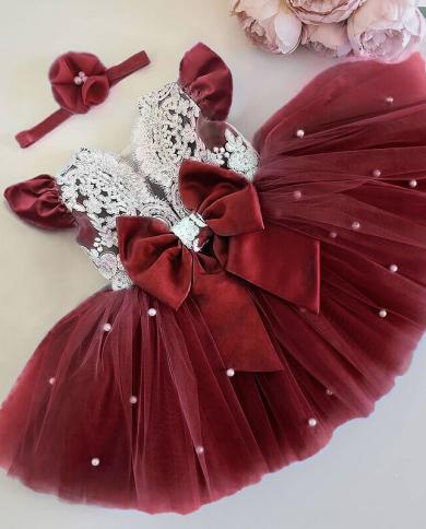 תינוקת שמלת טוטו פנינים 1 2 3 4 5 שנים פעוט שזה עתה נולד תחרה ילדים שמלת נסיכה מסיבת יום הולדת ראשונה כריסטנין