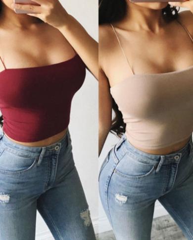  Women Girls Crop Top Fashion Solid Summer Camis Womens Casual Tank Tops Vest Sleeveless Crop Tops Blusas  Tanks  Camis