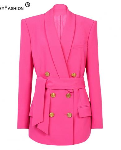 2022 Fall Designing 3 Colors Loose Long Women Tailored Leisure Suits Quality Ladies Blazers With Belt  Blazers