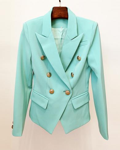 Blazer femmes vert menthe mode 2022 nouvelle veste manteau or Double boutonnage Lion métal bouton affaires bureau porter Blazer