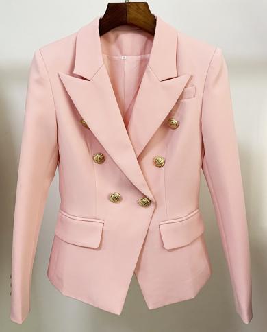 Haute qualité rose clair Blazer femmes costume veste métal Double boutonnage bouton travail affaires coton Blazers vestes Coa