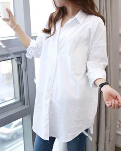 Casual Office White Shirt Womens Blouse Long Sleeve Tops Loose S 5xl Shirt Women  Fashion Button Up Cotton Blouses 2393