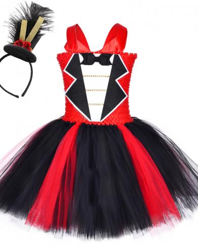 Circus Ringmaster Costume For Girls Christmas Halloween Dresses For Kids Girl Birthday Tutu Dress Children Tulle Outfit 