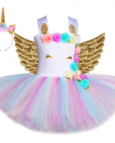 Flower Unicorn Dress Girl Princess Dresses For Birthday Party Girls New Year Tutu Costume Kids Halloween Outfits Toddler